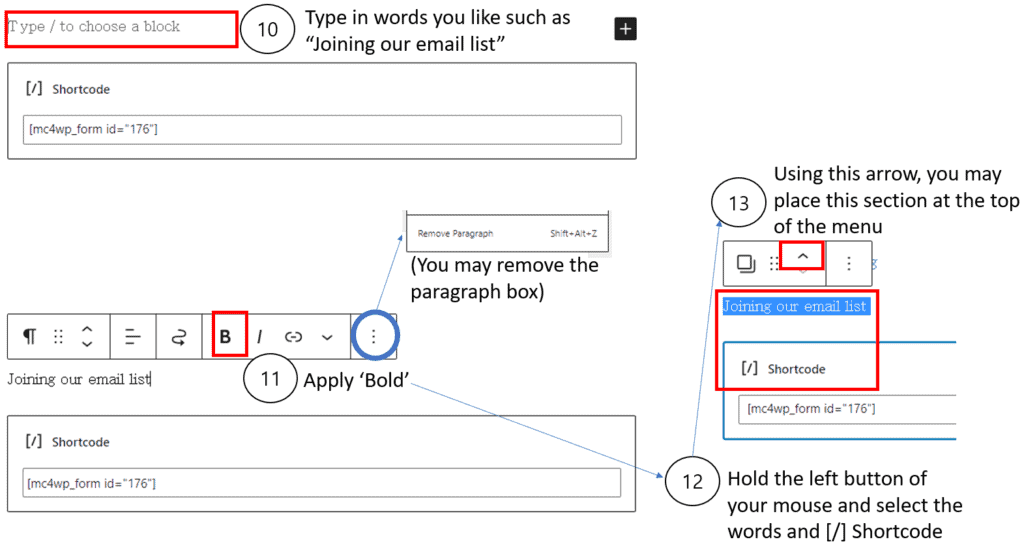 Creating a signup form in a slide bar