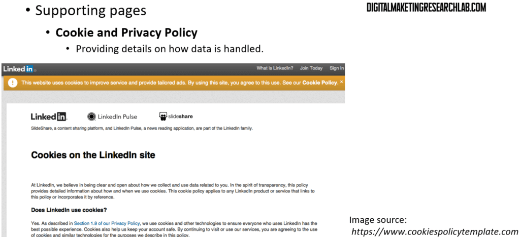 Cookies and privacy policy page