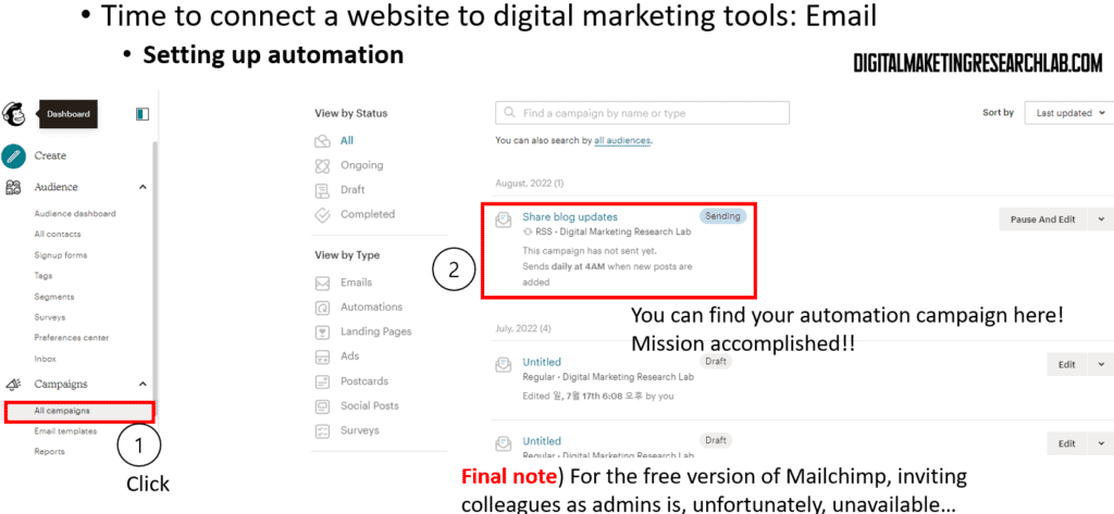 Setting up an email automation