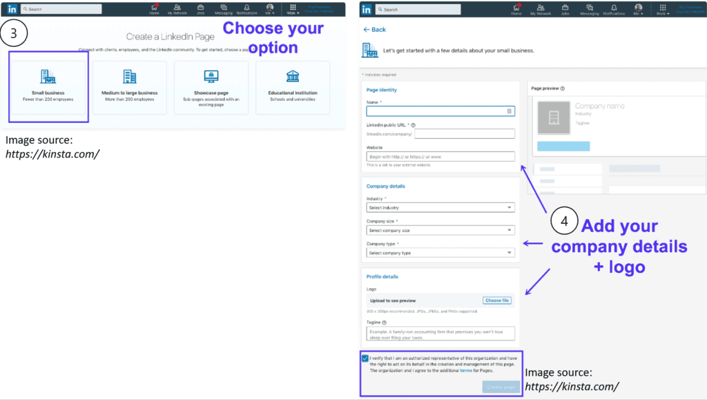 Creating a buisness LinkedIn account