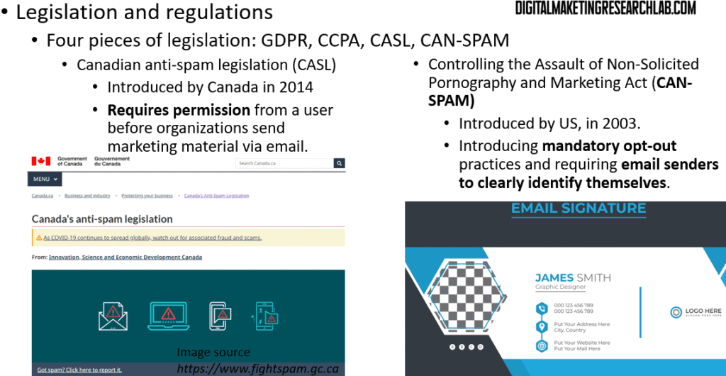 Legislation and regulations - CASL, CAN-SPAM