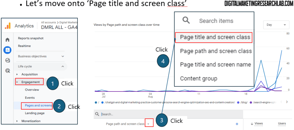 Page title and screen class