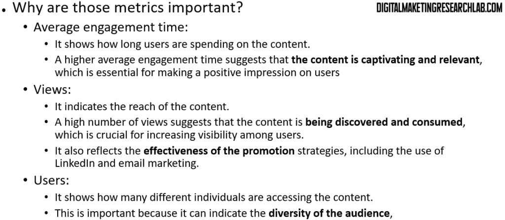 Views, Users, and Average engagement time