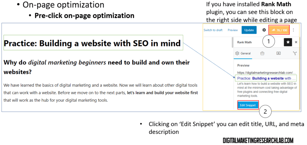 Pre-click on-page optimization